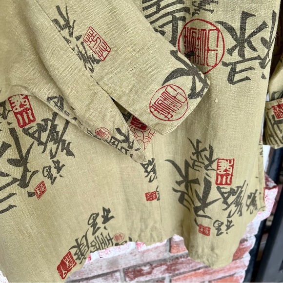 Vintage 90s L Painted Pony Green Linen Untructured Blazer L Relaxed Button Up - Picture 4 of 10